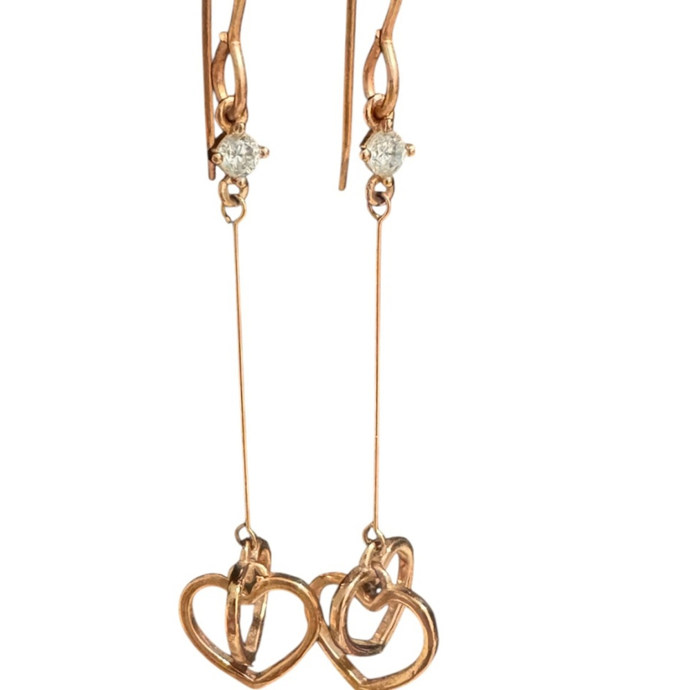 Rose Gold Drop Earrings, Made In Korea Charms, Hearts and Floral motif, Handmade